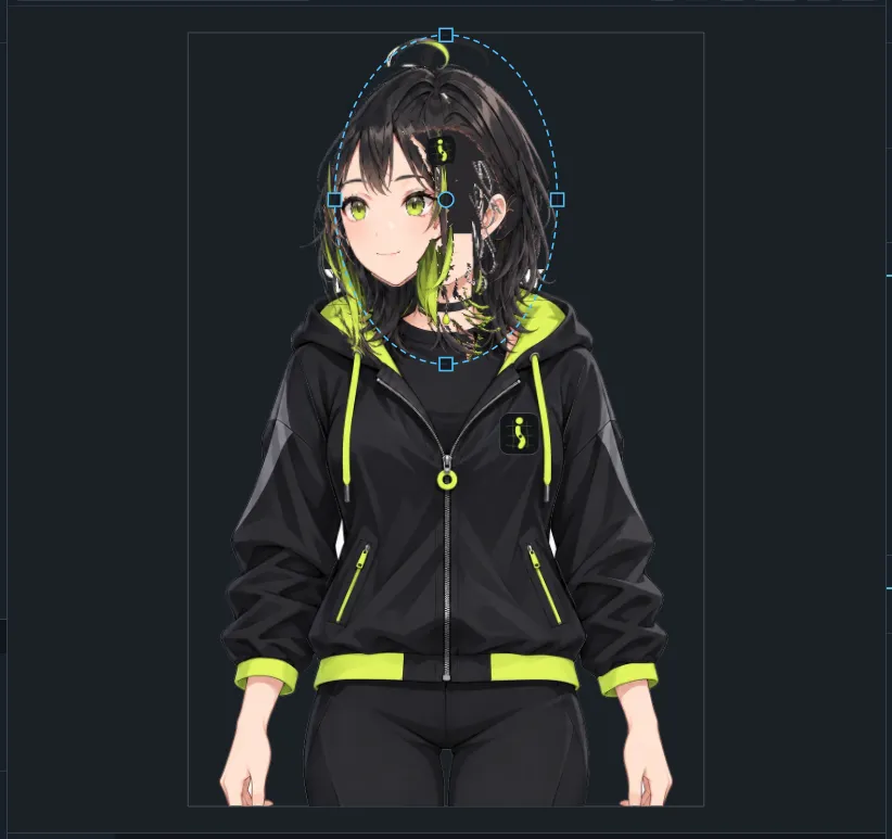 The character with Angle X at its minimum, the head turned the other way.