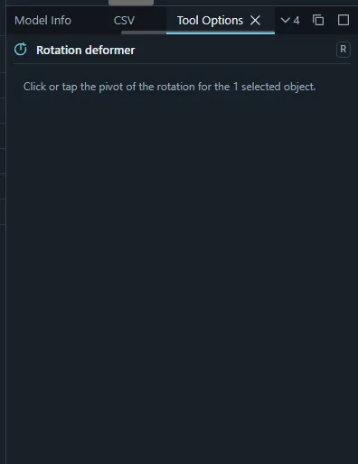 The Tool Options panel of the Rotation deformer tool.