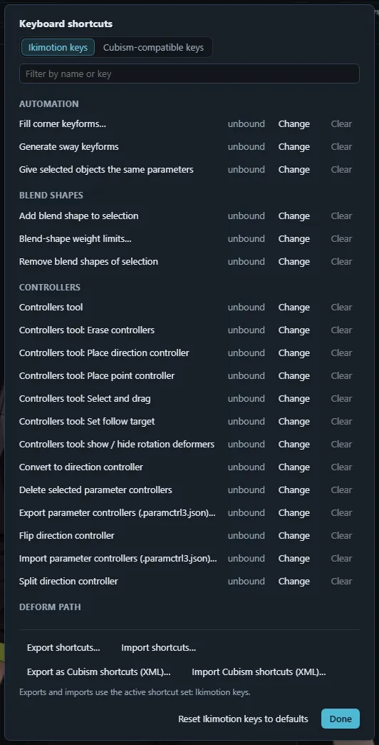 The Customize keyboard shortcuts dialog with the shortcut set switch at the top.